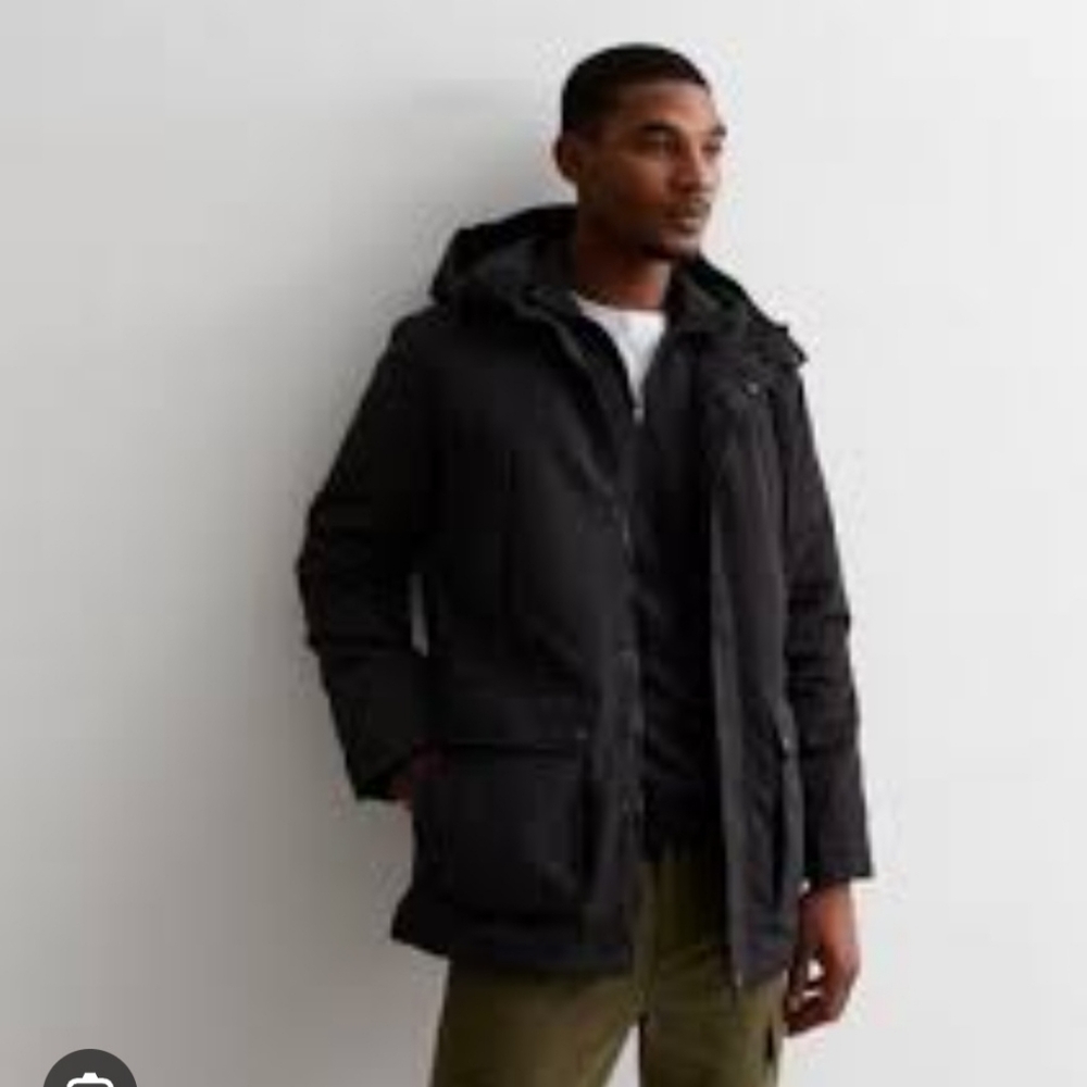 CLUB MONACO MEN'S WOOL CAMBRIDGE COAT WITH HOOD SIZE SMALL